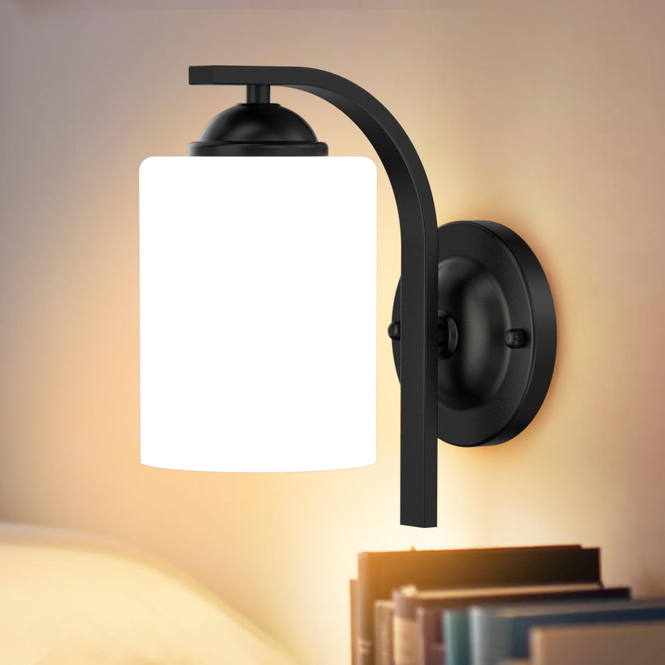 Phaosio wall sconce with matte black finish adds sleek modern ambiance