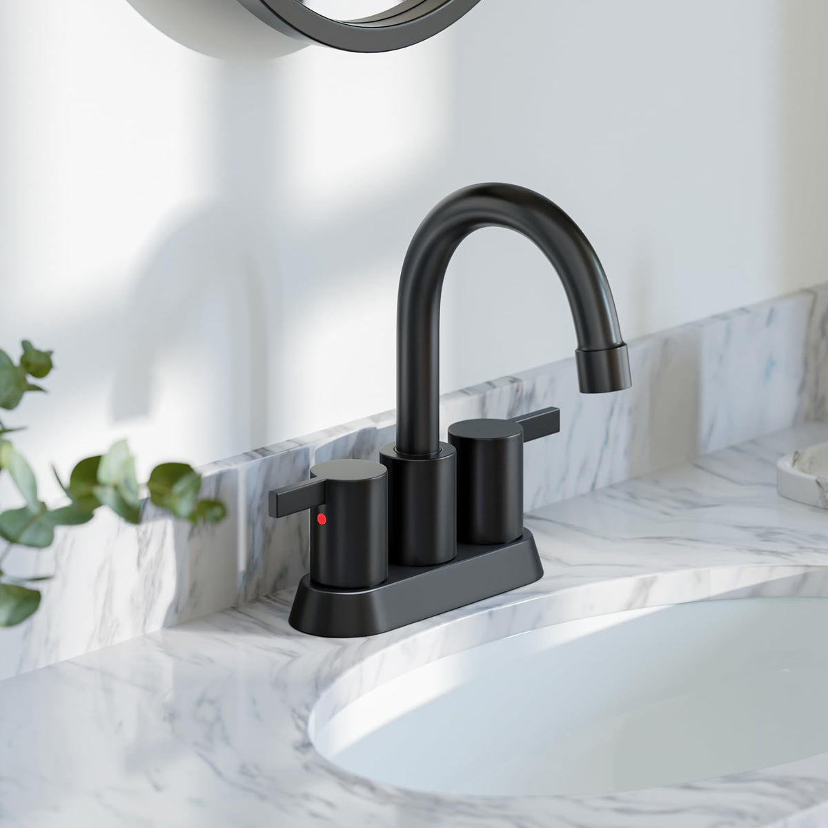Phiestina matte black faucet side view highlighting sturdy body.