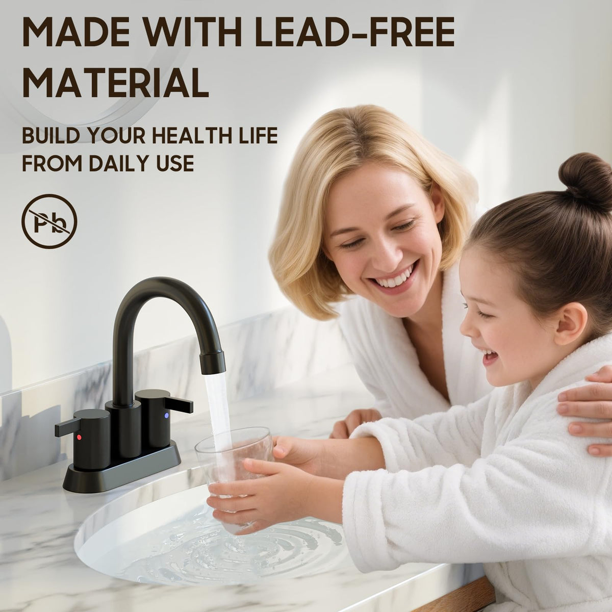 Phiestina matte black faucet spout angle showing reach.