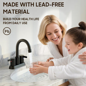 Phiestina matte black faucet spout angle showing reach.