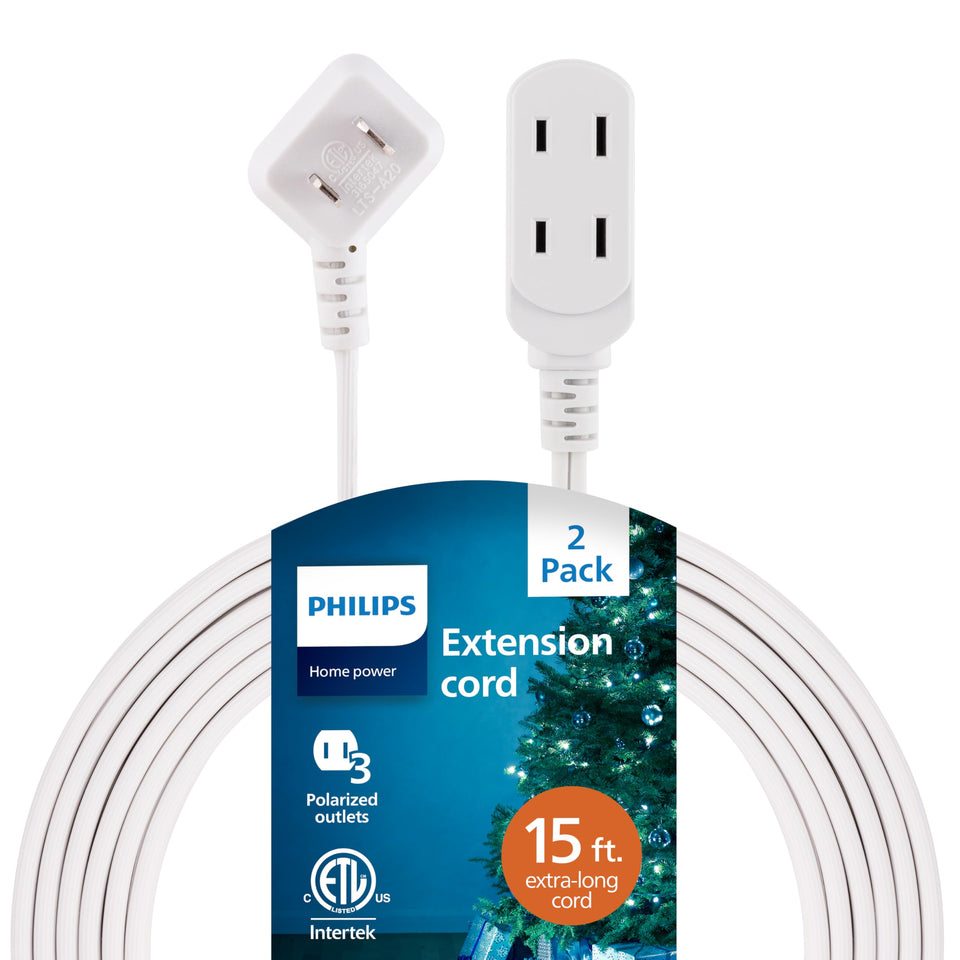 Philips SPS3185W/37 extension cord 15ft with three outlets for flexible powering