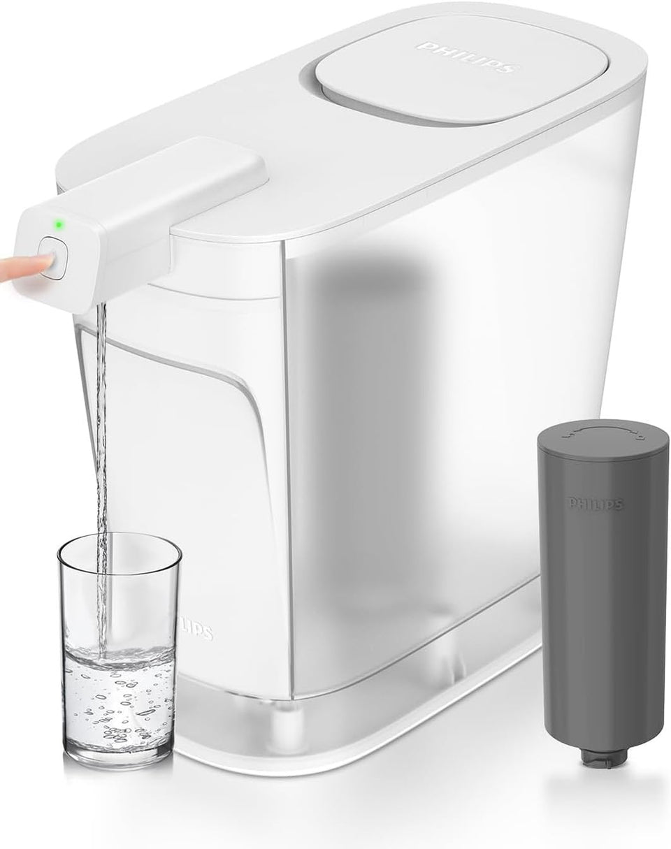 Philips 20-cup electric water filter pitcher in fridge door for quick cold water access