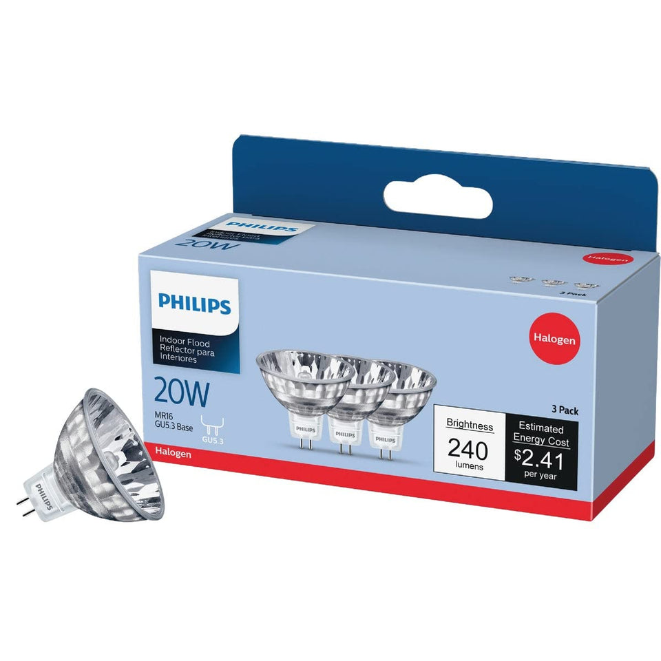Philips 415687 MR16 indoor flood bulb with wide beam for accent lighting.