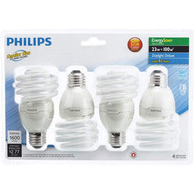Philips 433557 100W-equivalent CFL bulb delivering bright daylight for kitchens and living rooms.
