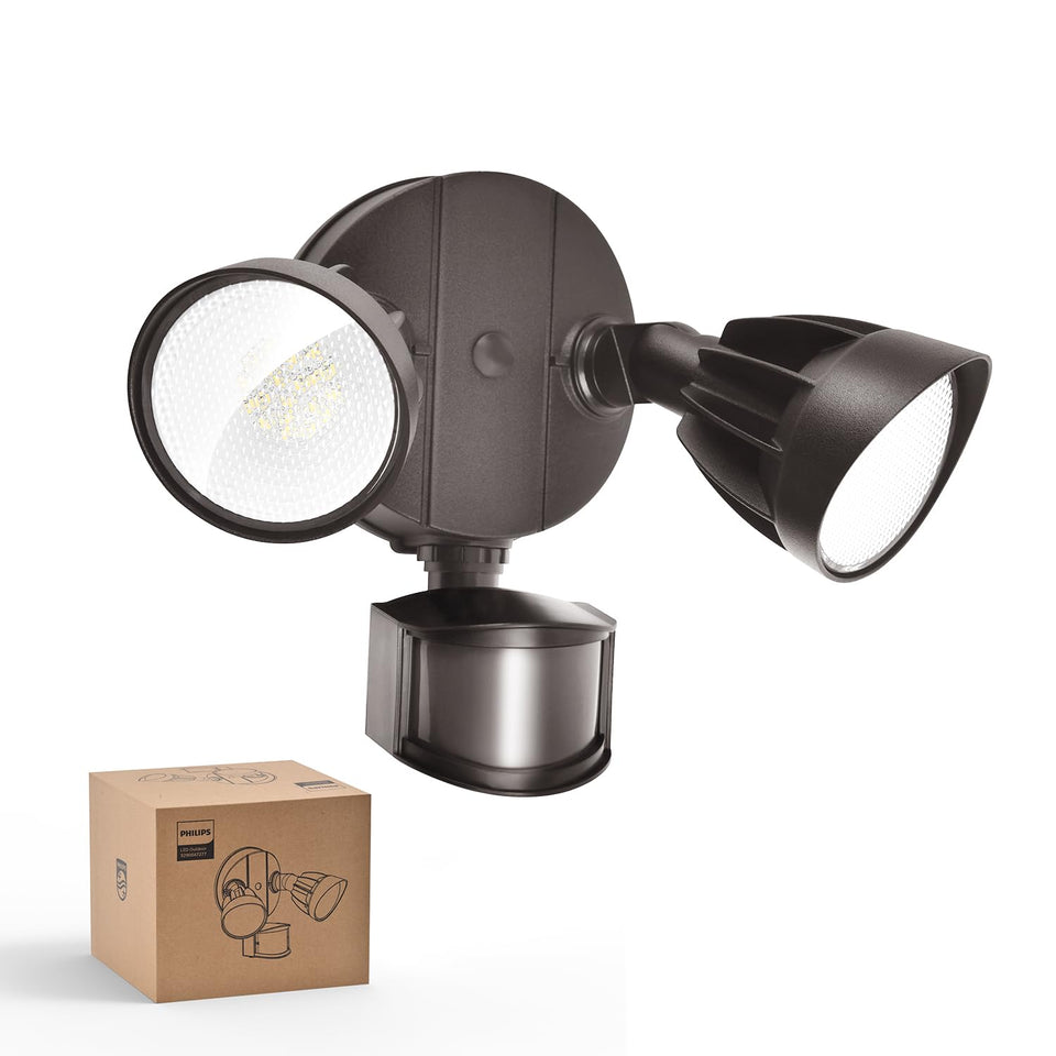 Philips dual-head LED security light for broad outdoor coverage.