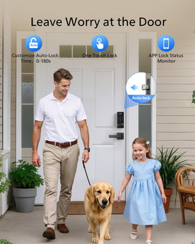 Auto-lock feature provides automatic security after door closure.