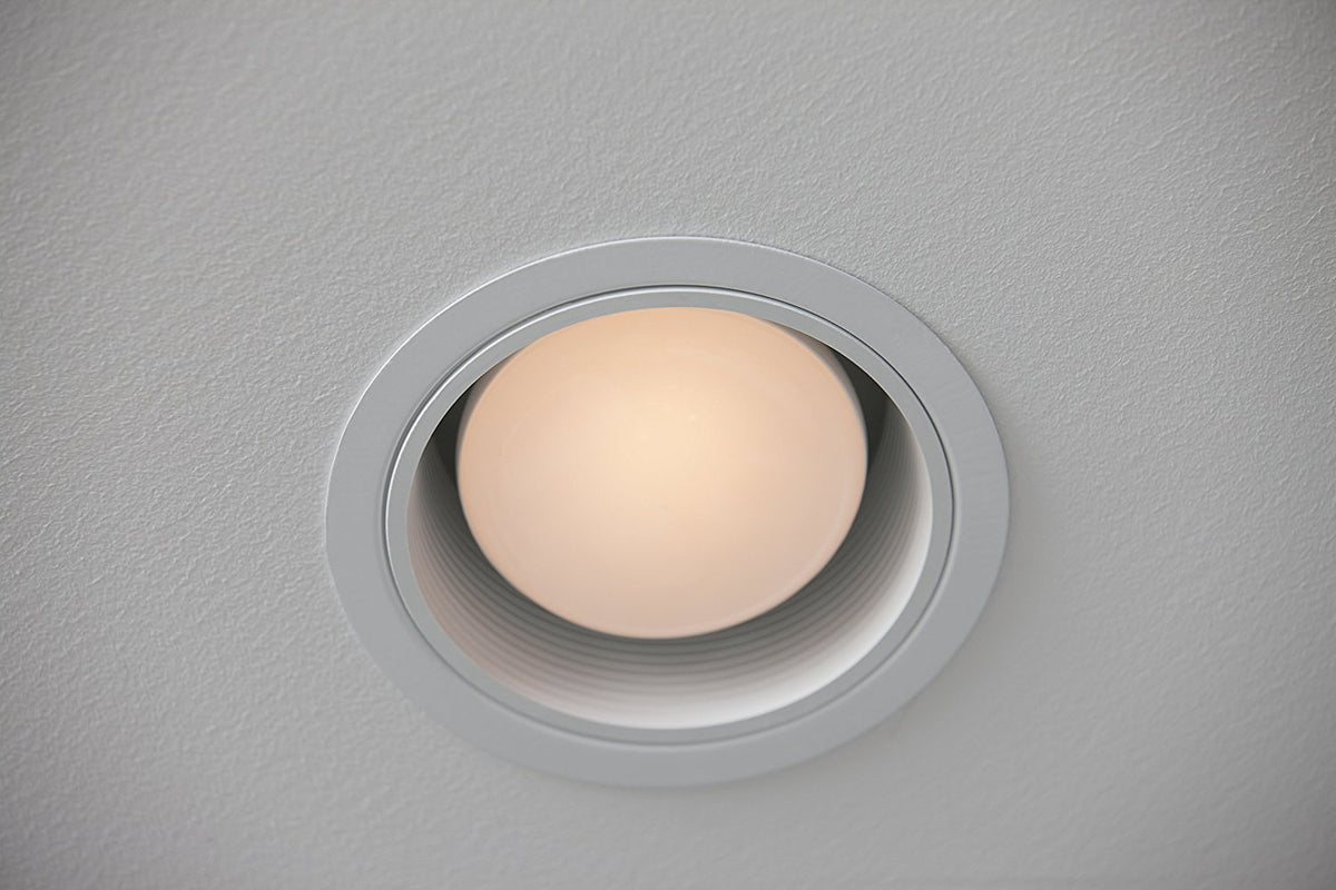 Philips BR30 LED bulb installed in a recessed can light fixture.