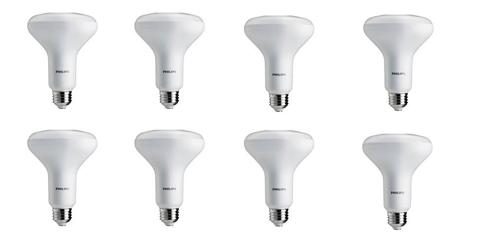 Philips BR30 LED bulb softly lit at 650 lumens for recessed lighting.