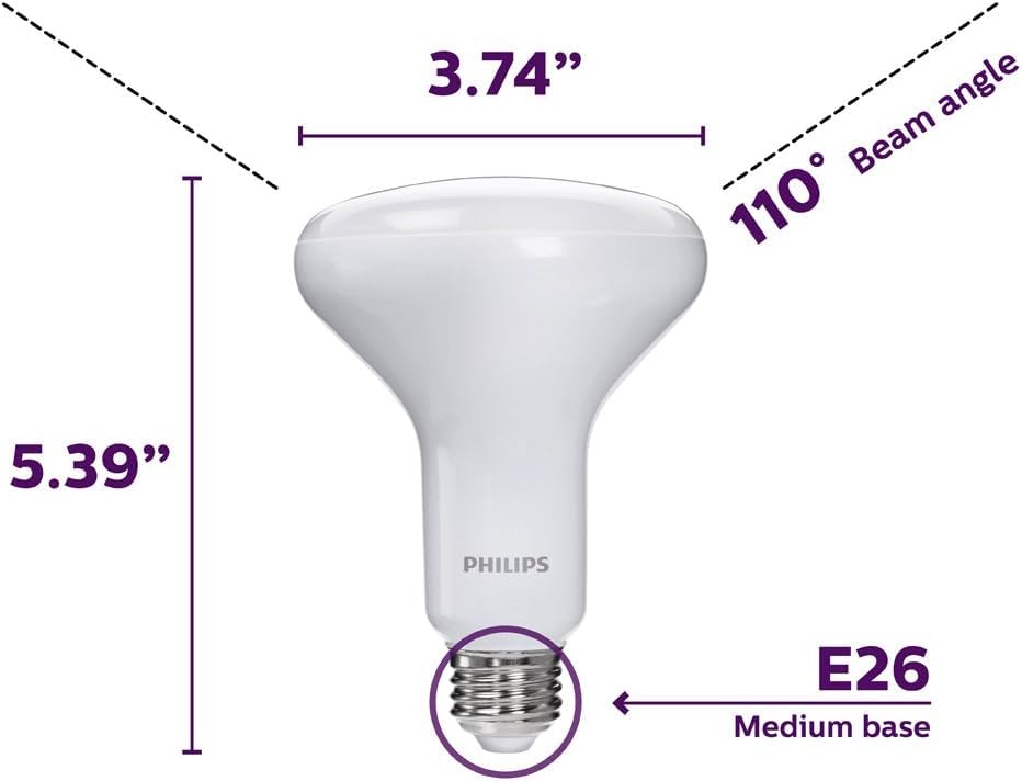 Philips BR30 soft white bulb installed in a can light