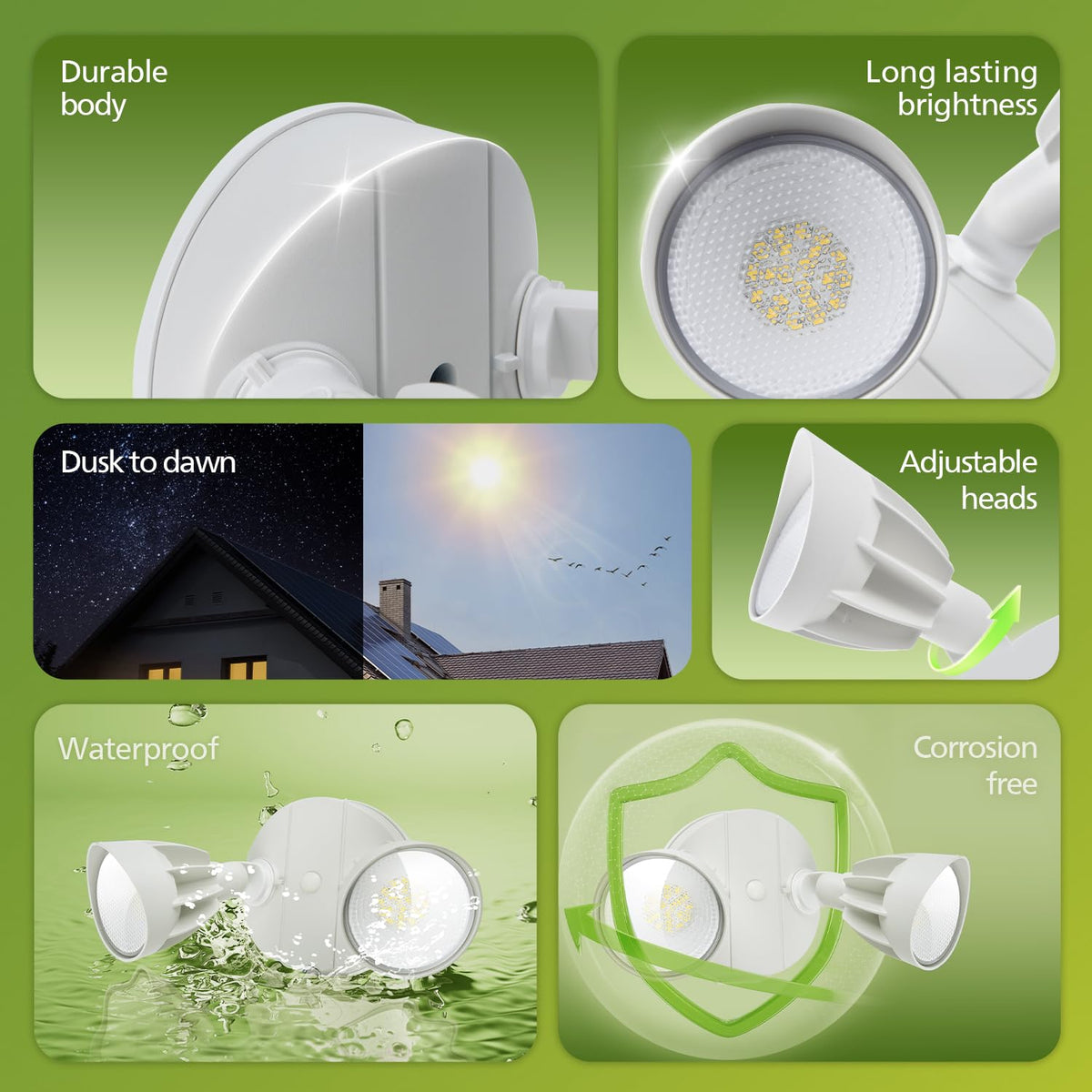 Philips Dusk to Dawn flood light side view with dual adjustable heads