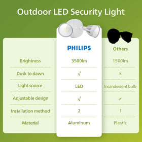 Weatherproof design from Philips Dusk to Dawn flood light in rain