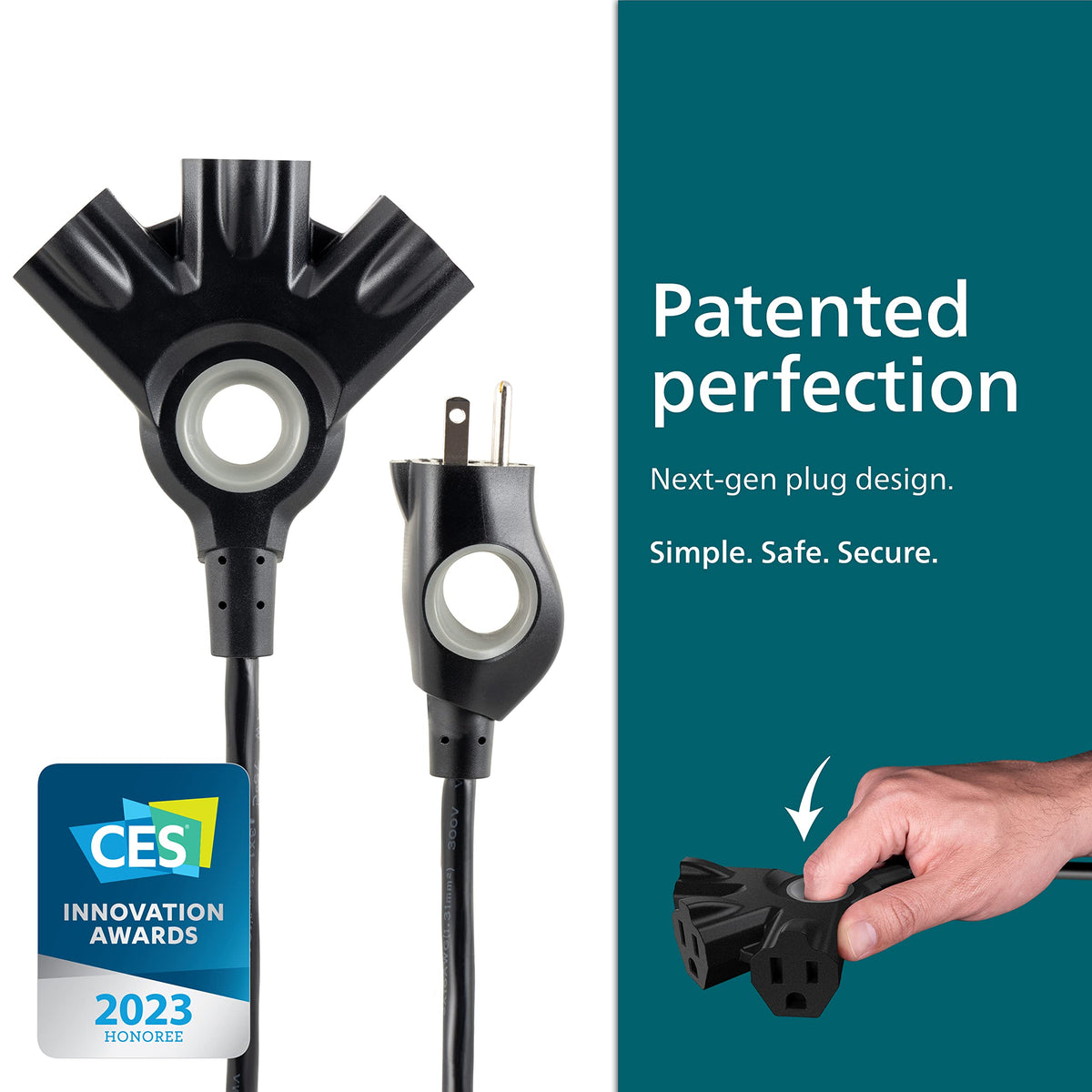 Close-up of Philips EZGrip handles for easy, safe plugging and unplugging