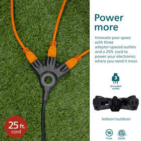 Heavy-duty 16 AWG cord with durable jacket for moisture and dust resistance