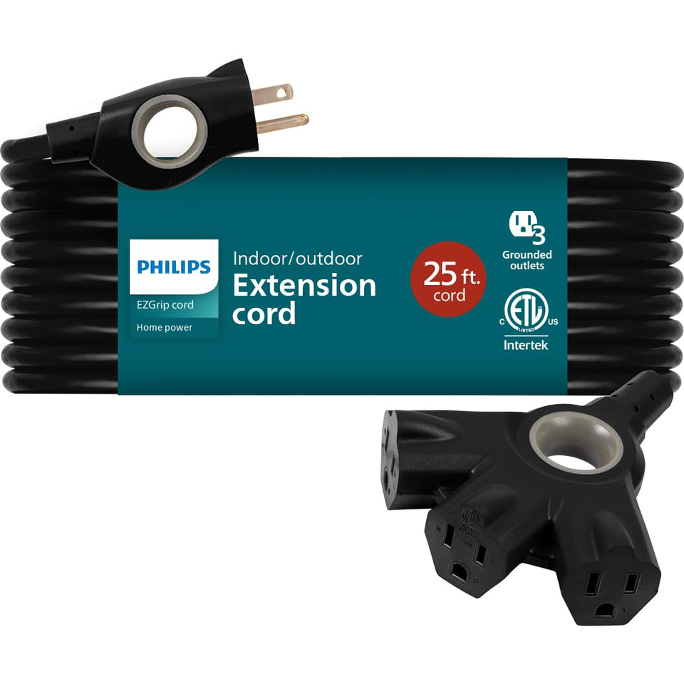 Philips EZGrip outdoor extension cord with three outlets ready for outdoor use