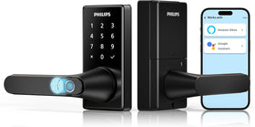 Philips fingerprint door-handle close-up showing fast unlock