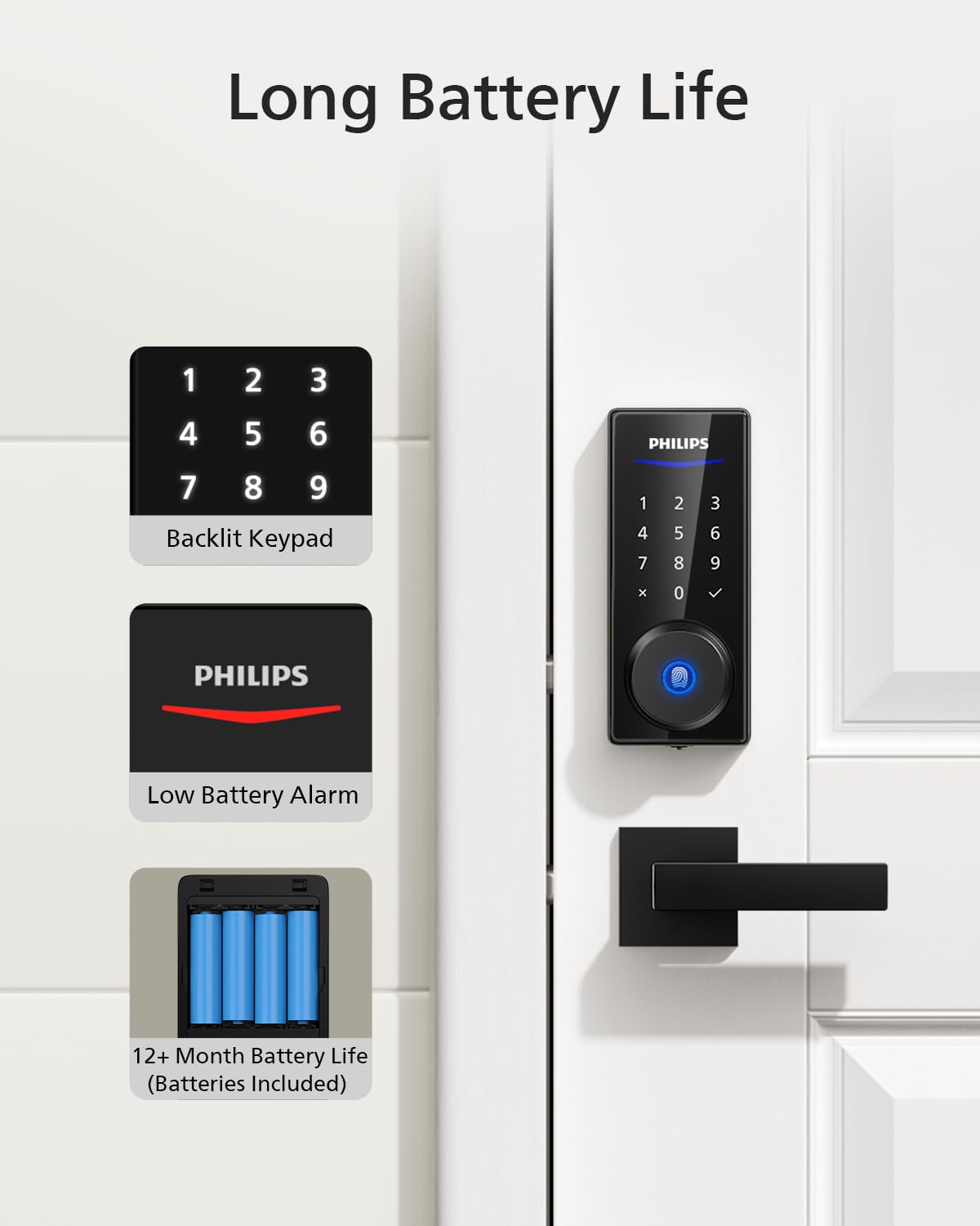 Philips backlit keypad enables easy entry in low light.
