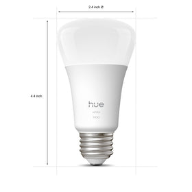 Philips Hue A19 bulb 1100 lumens for bright, crisp task lighting.