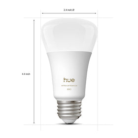 Philips Hue A19 bulb displaying full-spectrum light for warm to cool ambience