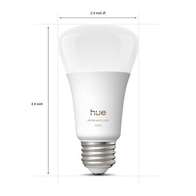 Philips Hue A19 bulb full-spectrum light for versatile settings.