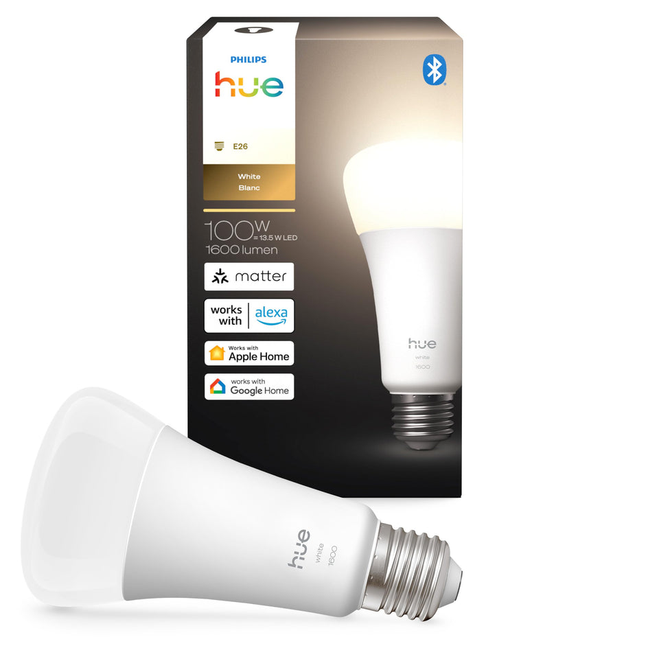 Philips Hue A21 bulb emitting warm white 2700K glow for cozy spaces