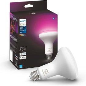 Philips Hue BR30 bulb in fixture demonstrating ambient smart lighting