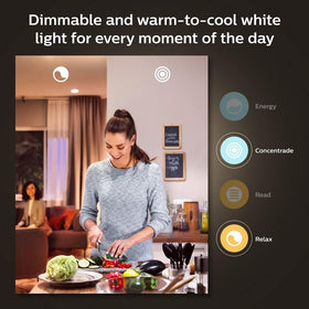 Philips Hue Bridge enables automations and reliable control with Matter support.