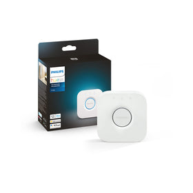 Philips Hue Bridge setup shows quick power and router connection for reliable control.