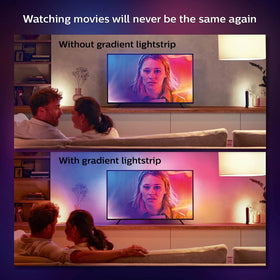 Hue Bridge and HDMI Sync Box enable synchronized media effects with the strip.