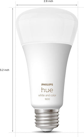 Philips Hue A21 with E26 base ready for indoor installation.