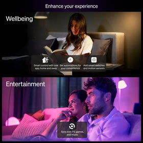 Philips Hue color temperature range from warm to cool whites.