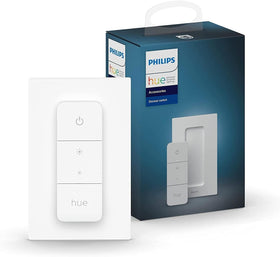 Philips Hue Dimmer V2 mounted on wall plate for instant lighting control.
