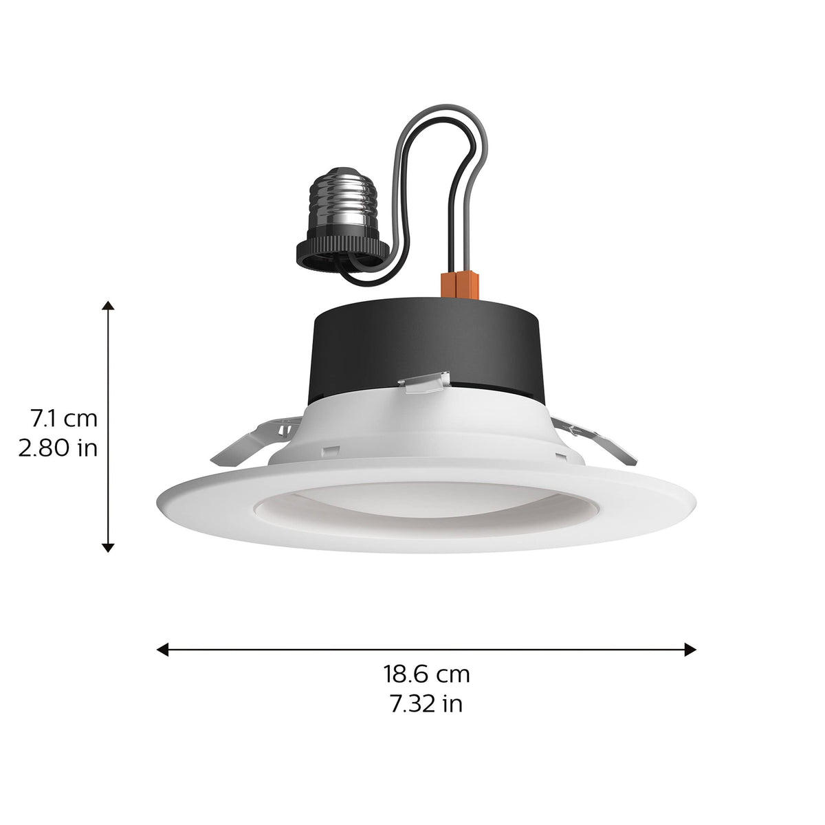 Hue 56-inch recessed downlight emitting full-color ambiance in a living room