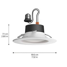 Hue 56-inch recessed downlight emitting full-color ambiance in a living room