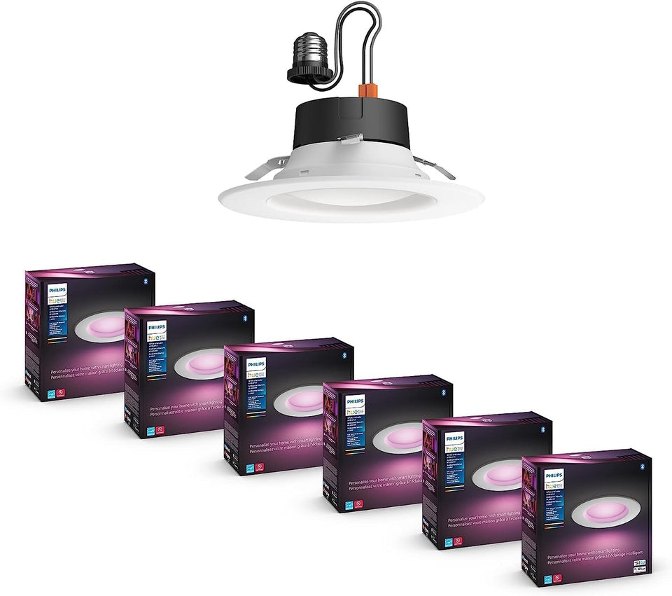 Philips Hue recessed downlights 6-pack for a sleek ceiling upgrade and color options.