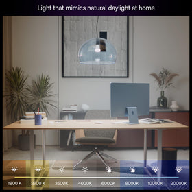 Philips Hue E26-base bulb ready for easy plug-and-play setup.