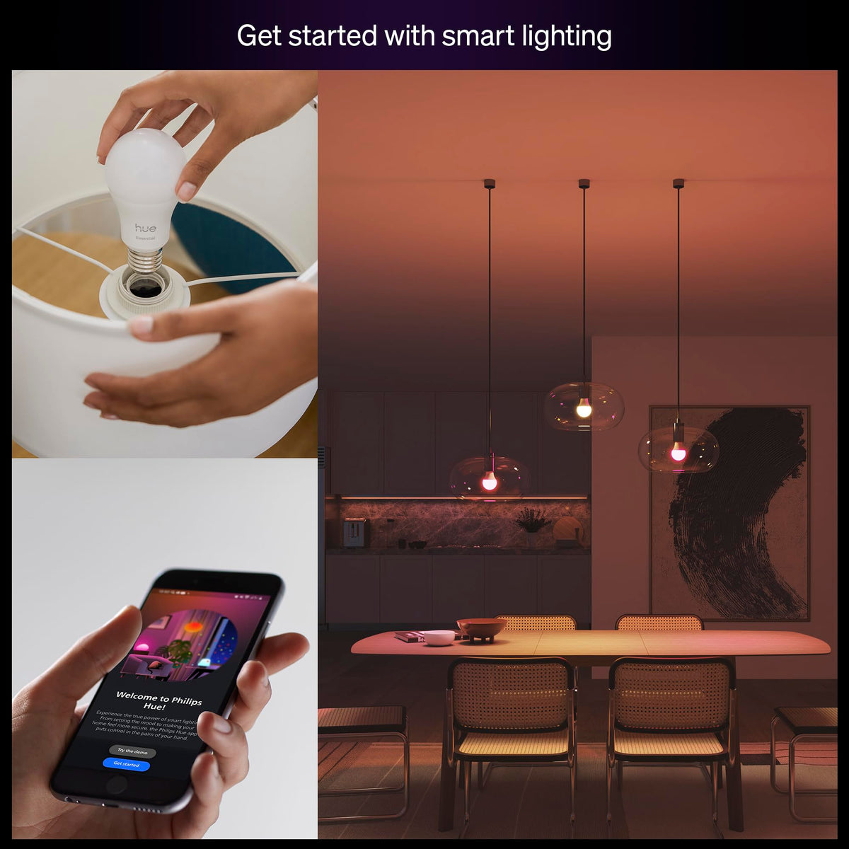 Philips Hue Essential bulb dimmable light with smooth brightness control.