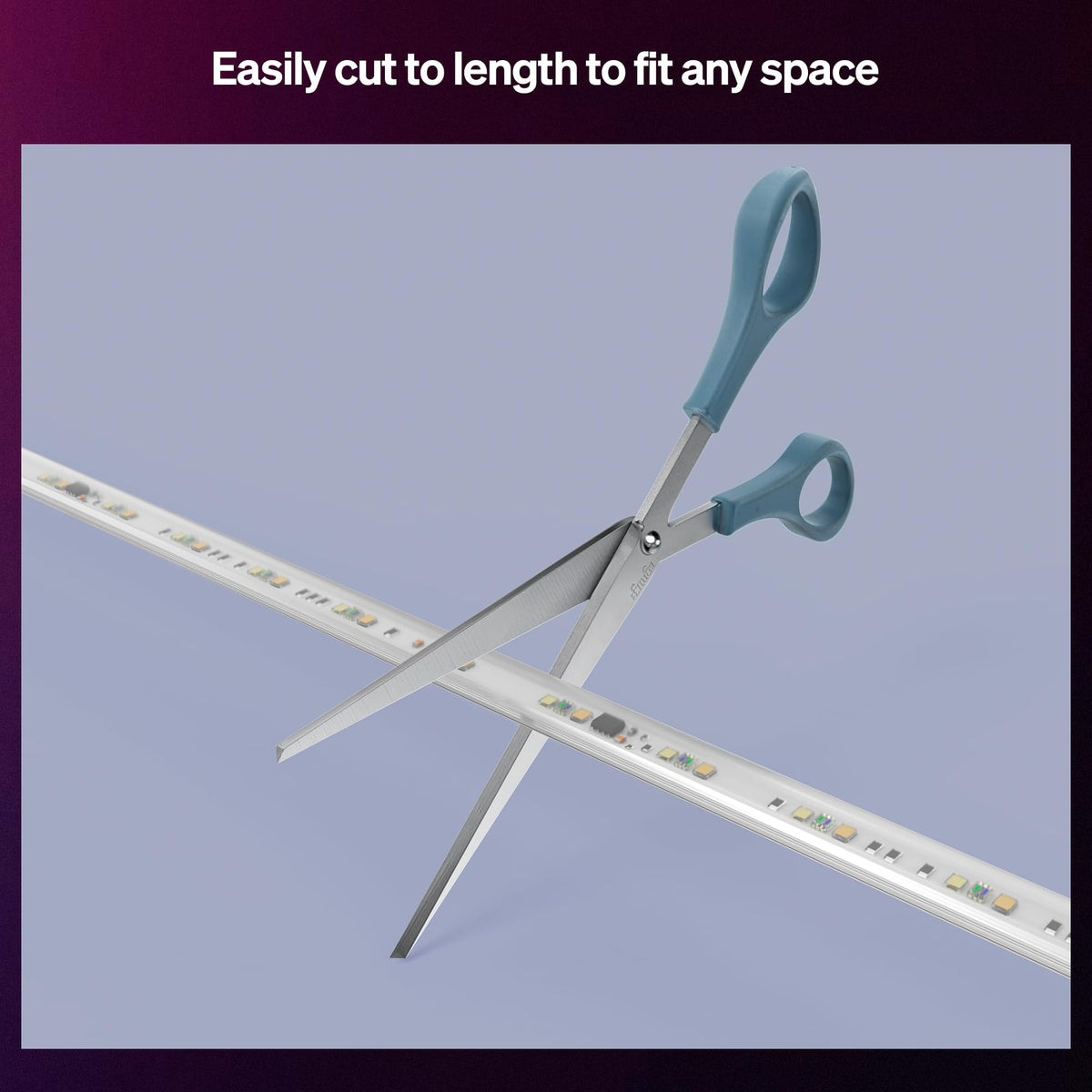 Cut-to-fit design lets you tailor Hue strip to space.