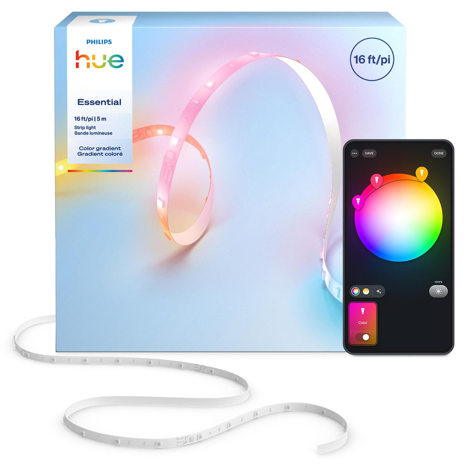 Philips Hue Essential strip wall-wash creates vibrant ambient lighting for any room.