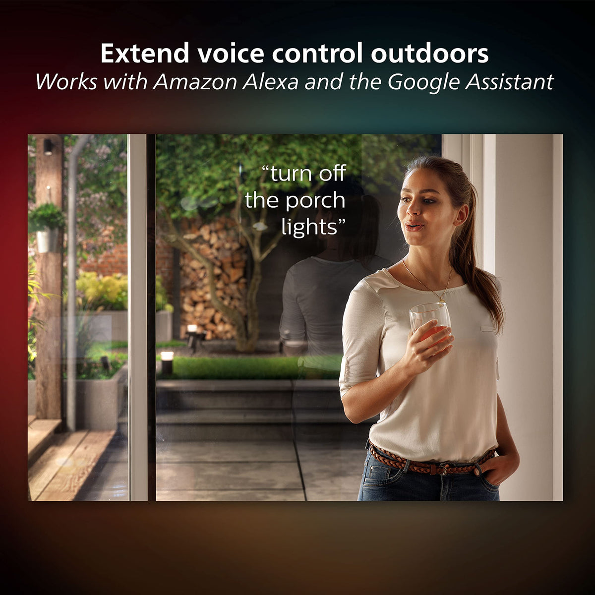 Philips Hue extension cable 16 ft enabling longer walkway illumination.