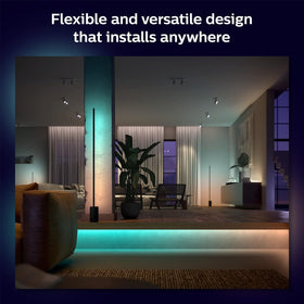 Philips Hue flexible corner bend wrapping around furniture for seamless light