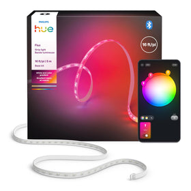 Philips Hue Flux ambient-white strip behind furniture for a warm glow