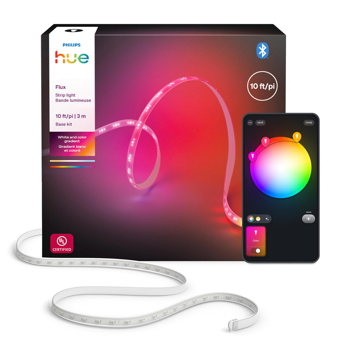 Philips Hue Flux strip light delivers true white for crisp task lighting and ambience.