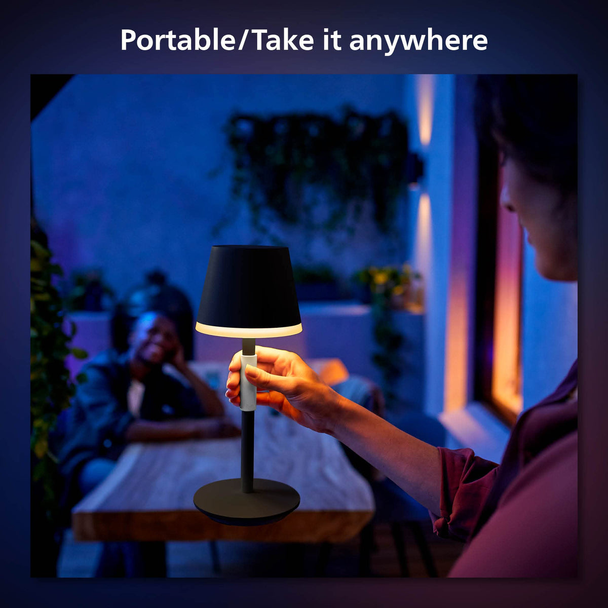 Philips Hue Go charging base keeps the lamp ready for next use