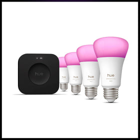 Hue LED bulbs deliver 1100 lumens with smooth dimming for versatility.