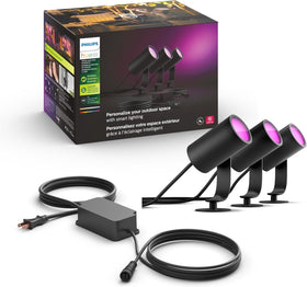 Philips Hue Lily base kit with three outdoor path lights ready to install