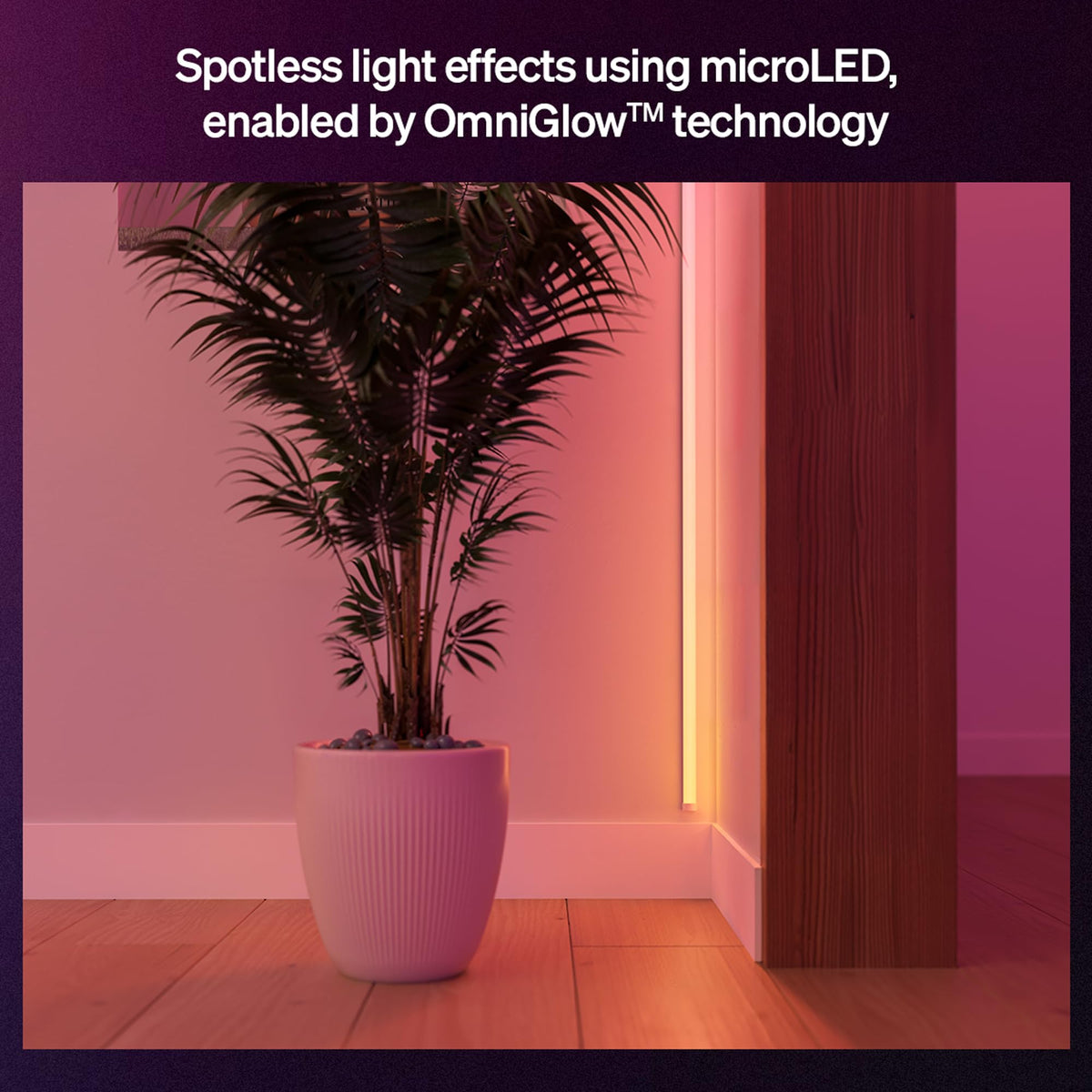 Philips Hue OmniGlow color strip shows vibrant hues for mood lighting