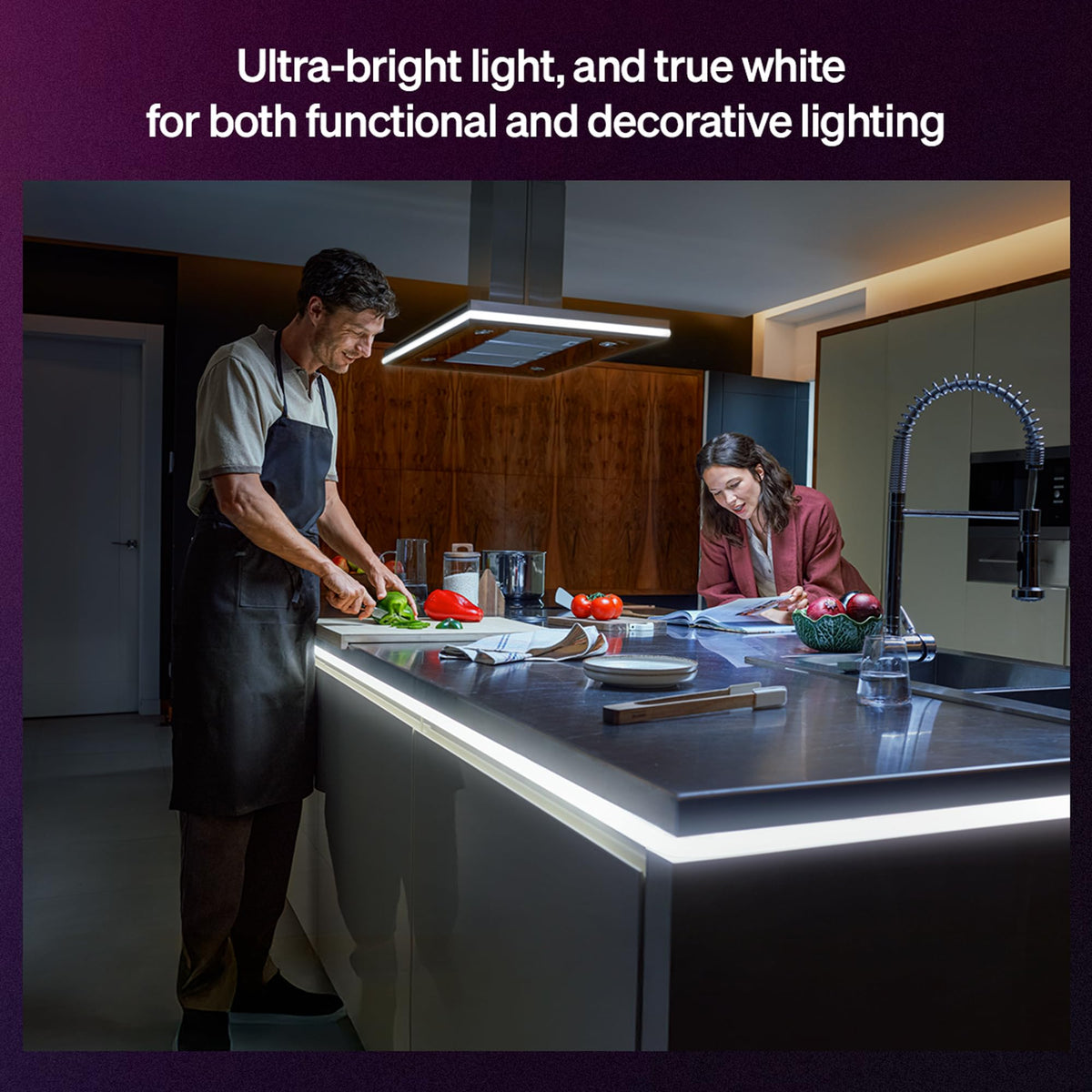 Philips Hue OmniGlow true white mode highlights clean whites for task lighting