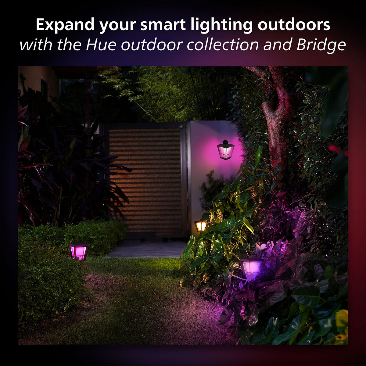 Philips Hue Outdoor Motion Sensor mounts on wall or corner for flexible placement.