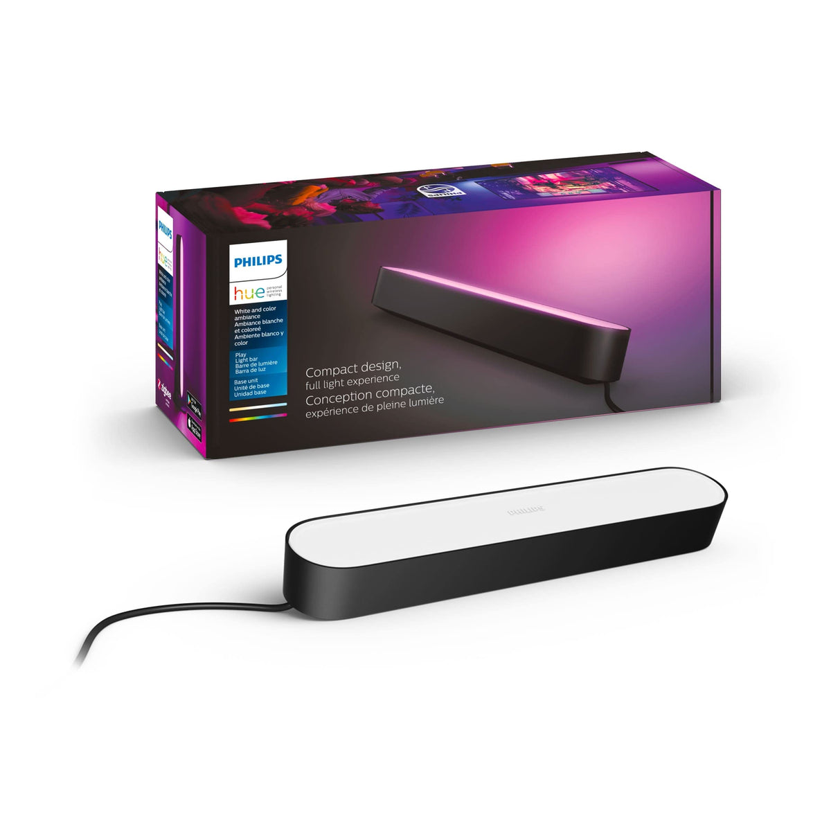Philips Hue Play light bar base kit front view for immersive TV lighting.