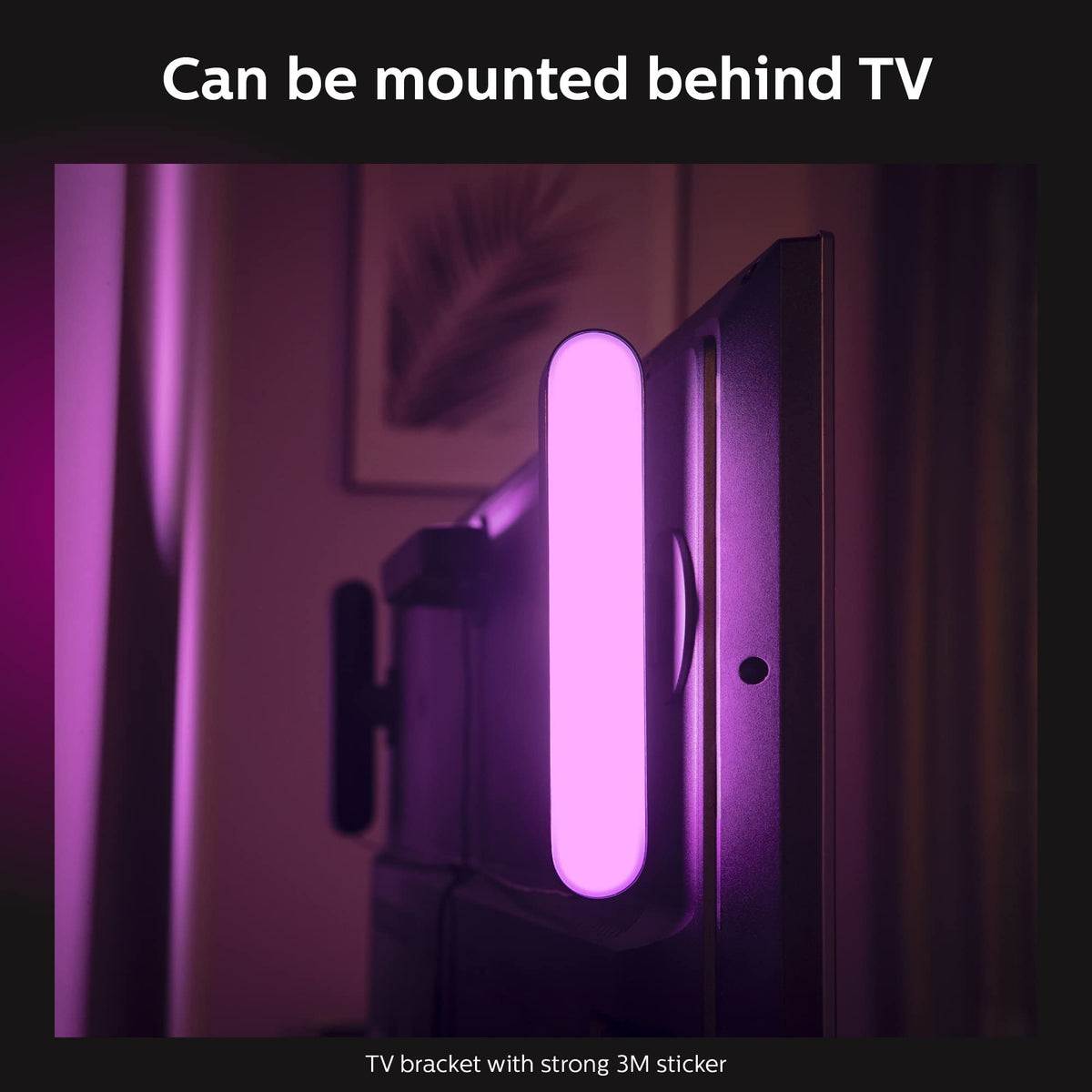 TV mounting clip for Philips Hue Play light bars to create behind-screen backlight